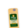 A block of The Cheese Guy Artisanal Parmesan cheese, naturally lactose-free, with no animal enzymes, aged 12 months, featuring a green label with the product name in bold letters and the company logo.