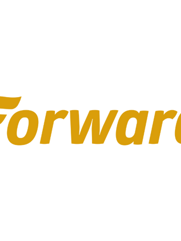 The Forward logo: Golden yellow, calligraphic text on a transparent background