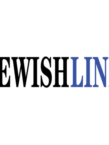Jewish Link logo: Dark gray, shadowed text and bright blue text on a transparent background.
