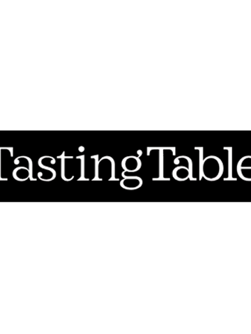 Tasting Table logo: White serif text on a black background. Simple and elegant design