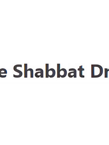 The Shabbat Drop logo: Bold, dark text on a light background. Simple and modern design.