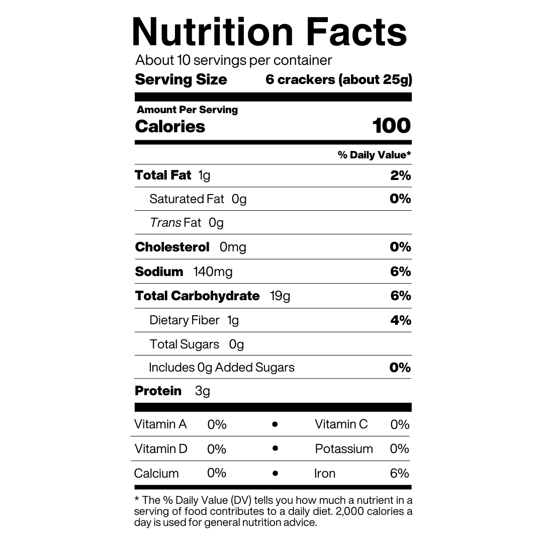 Black Pepper Mini Flatbread Nutrition Facts