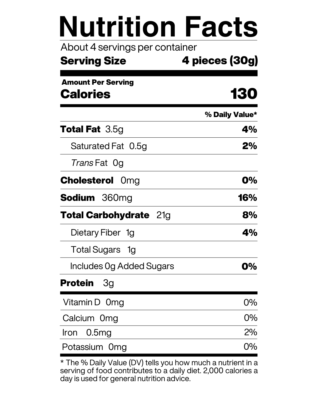 Classic Breadsticks Nutrition Facts