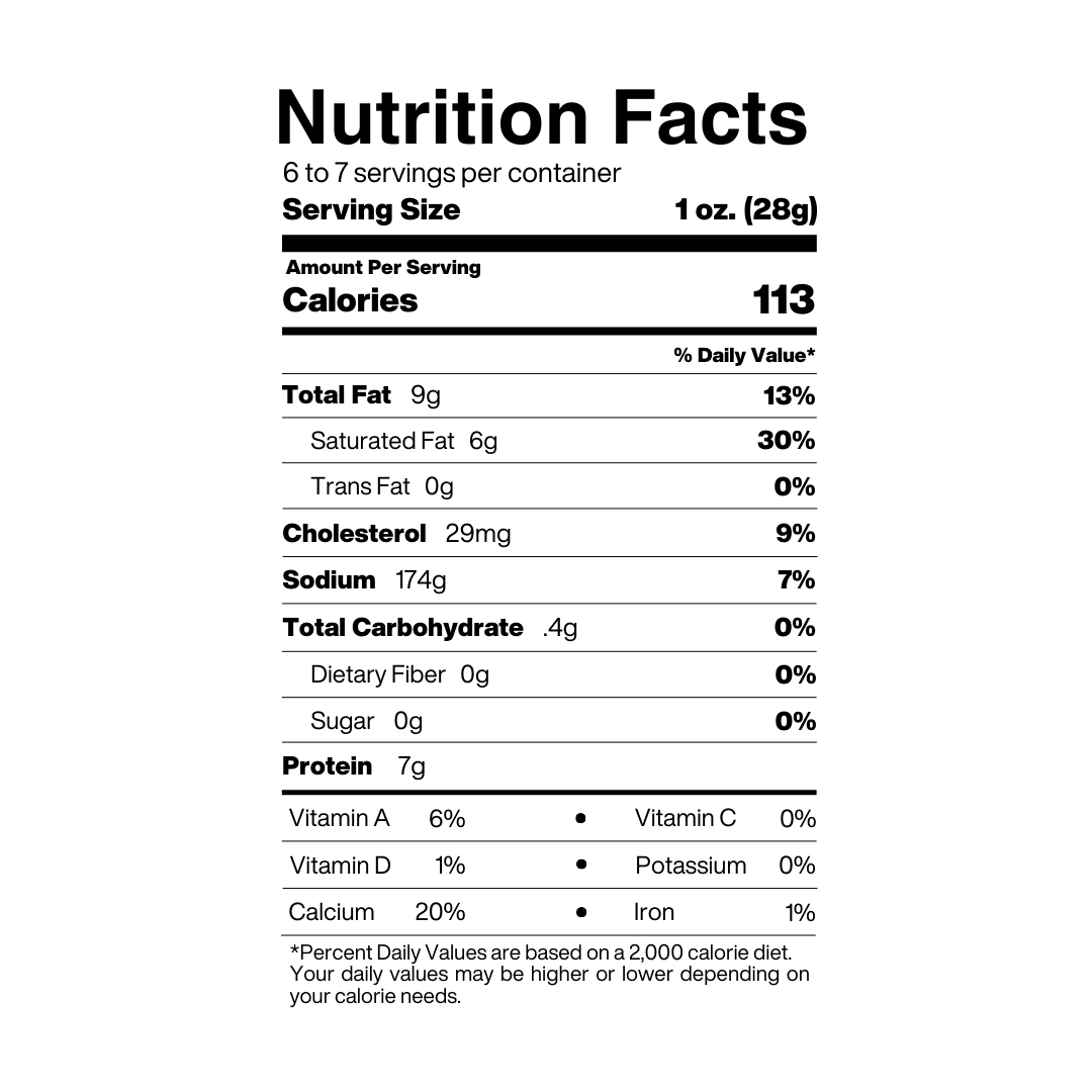 Craft Beer Cheddar Nutrition Facts
