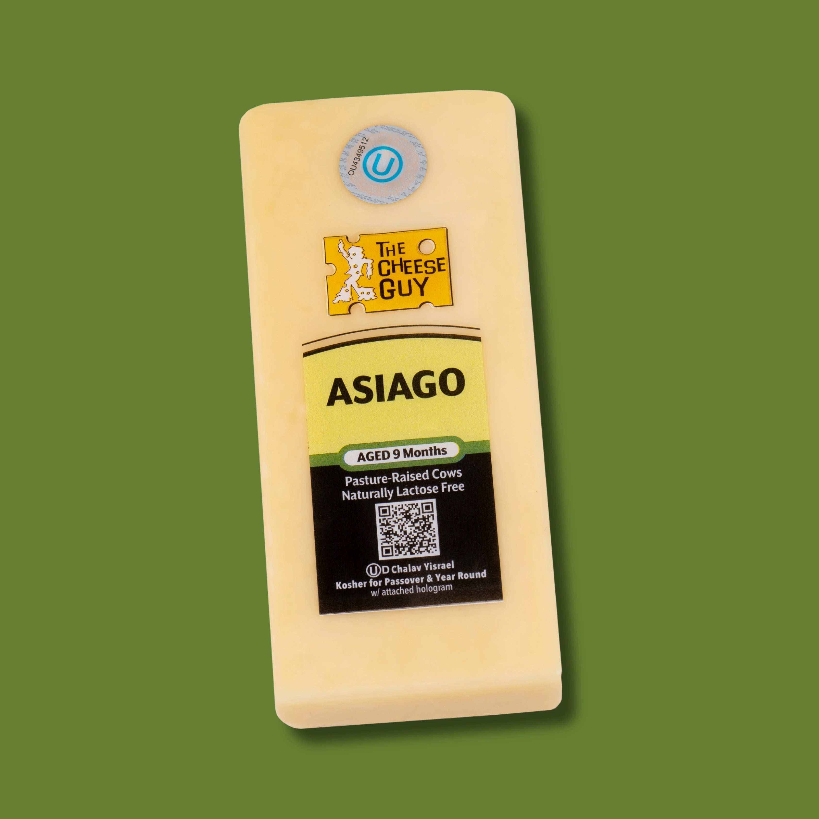 The Cheese Guy Asiago Aged 9 months Cheese with a notes of subtle sweetness, velvety smoothness, and a nutty richness