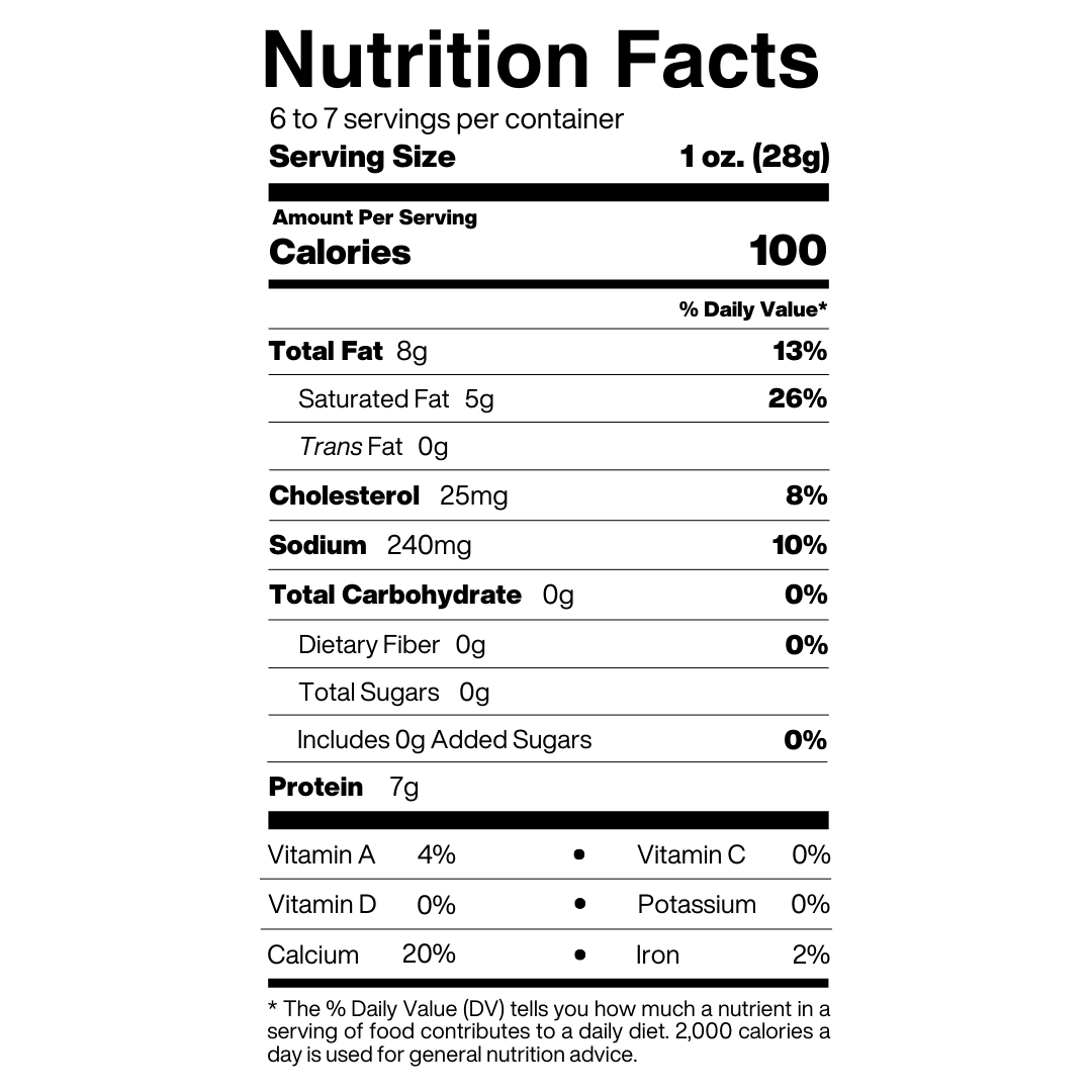 Habanero Pepper Jack Cheese Nutrition Facts