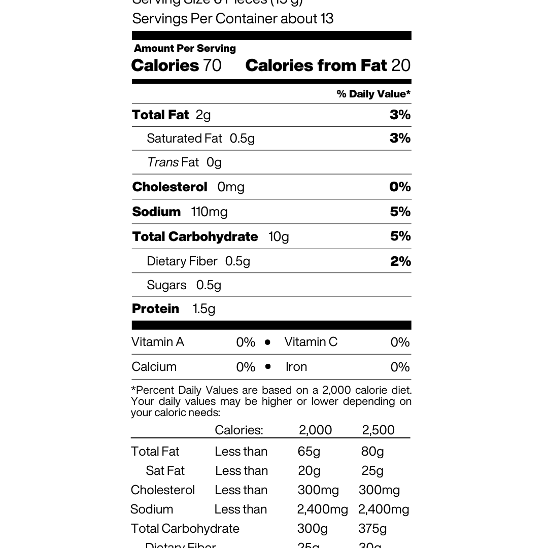 The Cheese Guy Rustic Italian Crackers Nutrition Facts