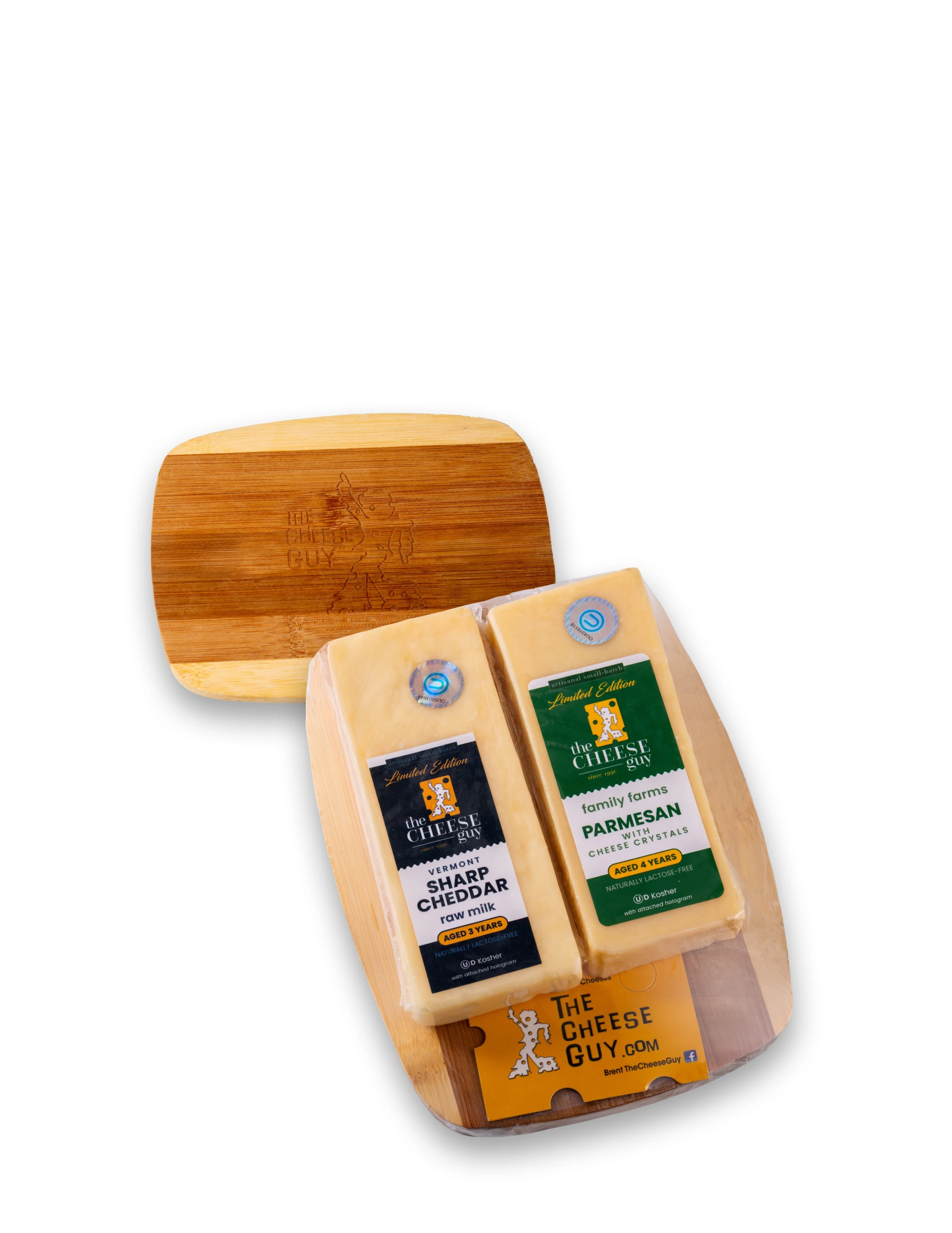 The Cheese Guy Limited Edition Duo with 3 Year Aged Sharp Cheddar and 4 Year Aged Parmesan with Cheese Crystals